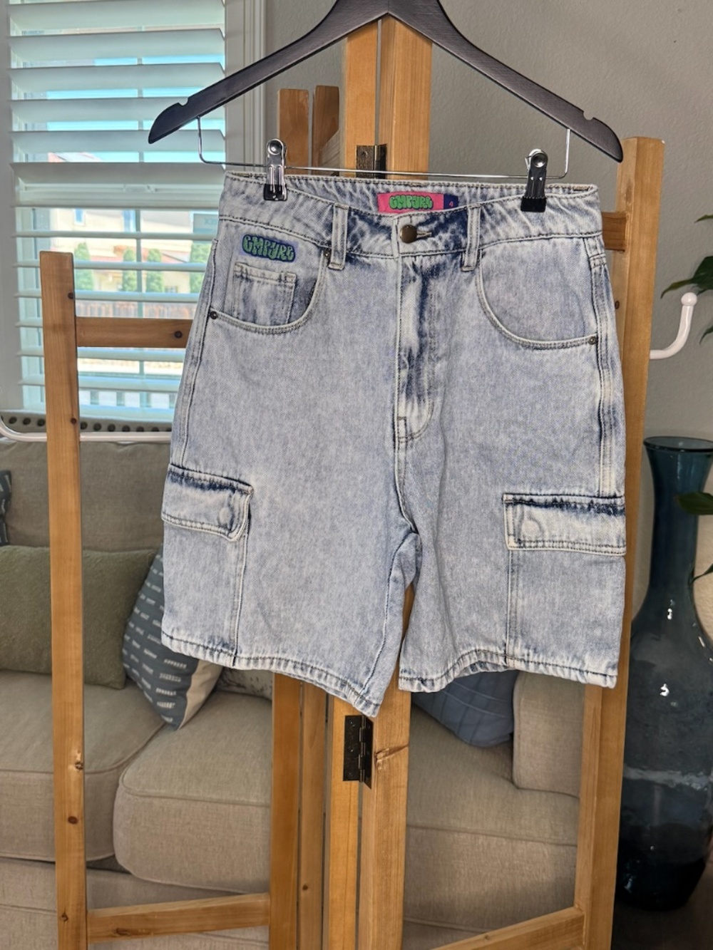 JORTS Empyre Acid Wash Cargo Denim Jorts Size 4 Y2K Skater Streetwear